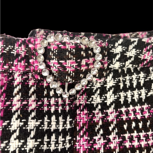 POSTER GRL TWEED MINI SKIRT W/ RHINESTONE HEART BNWT - Picture 3 of 6